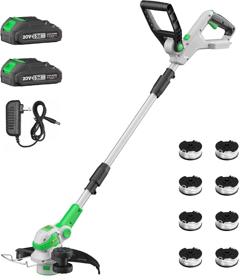 SOYUS 20V Cordless Electric Weed Wacker, 12 Inch String Trimmer Battery Powered with Auto Line Feed, Lightweight Grass Trimmer for Lawn Trimming/Edging with 2X 2.0 Ah Battery and Charger - Image 1